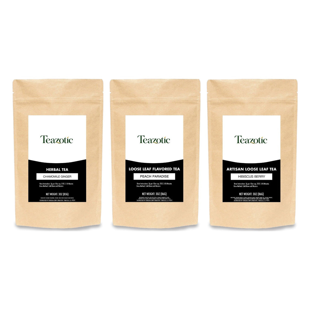 Calm Evening Set gift set: Chamomile Ginger, Peach Paradise and Hibiscus Berry